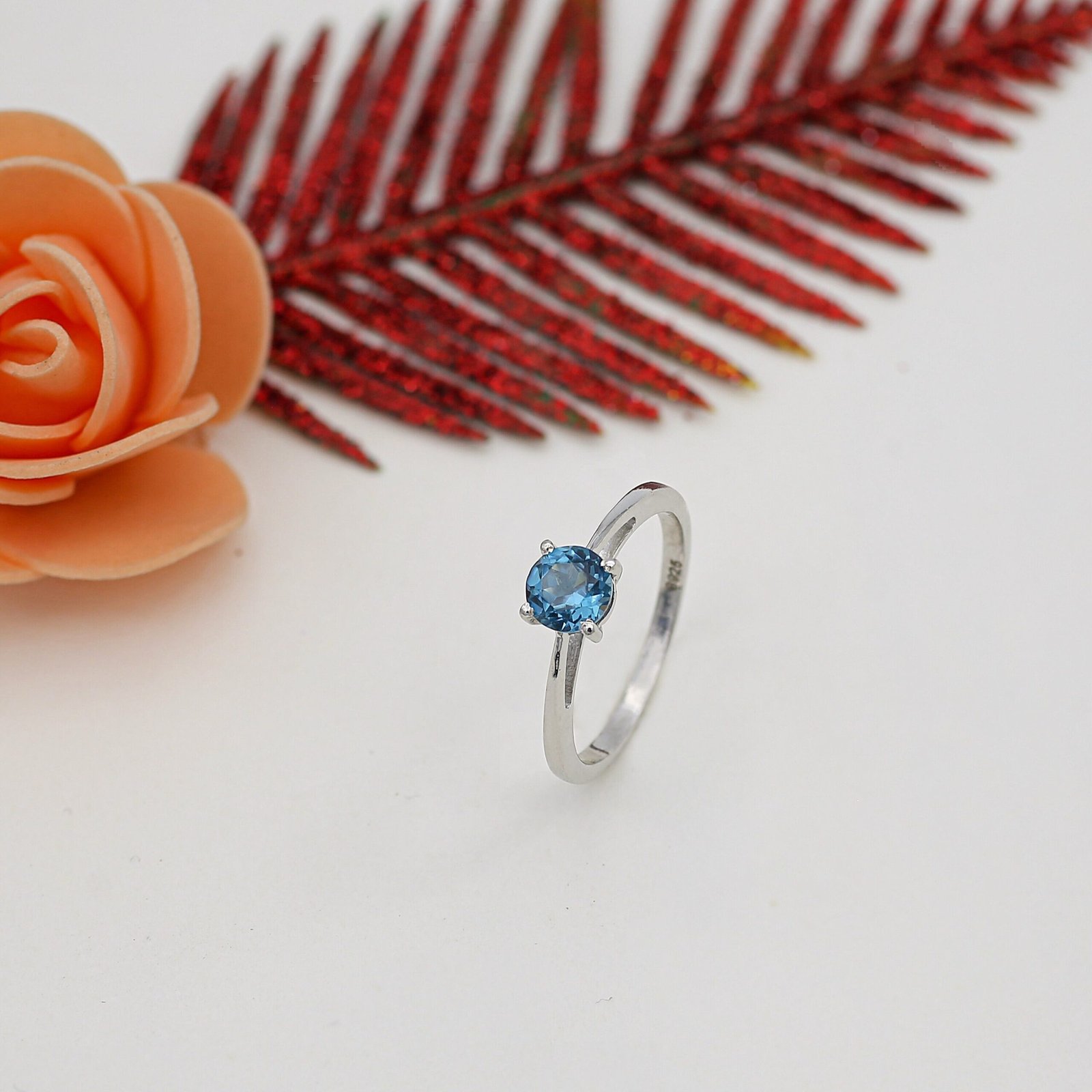 Women’s Topaz Solitaire Band – 925 Sterling Silver Gemstone Ring Jewelry - Image 2