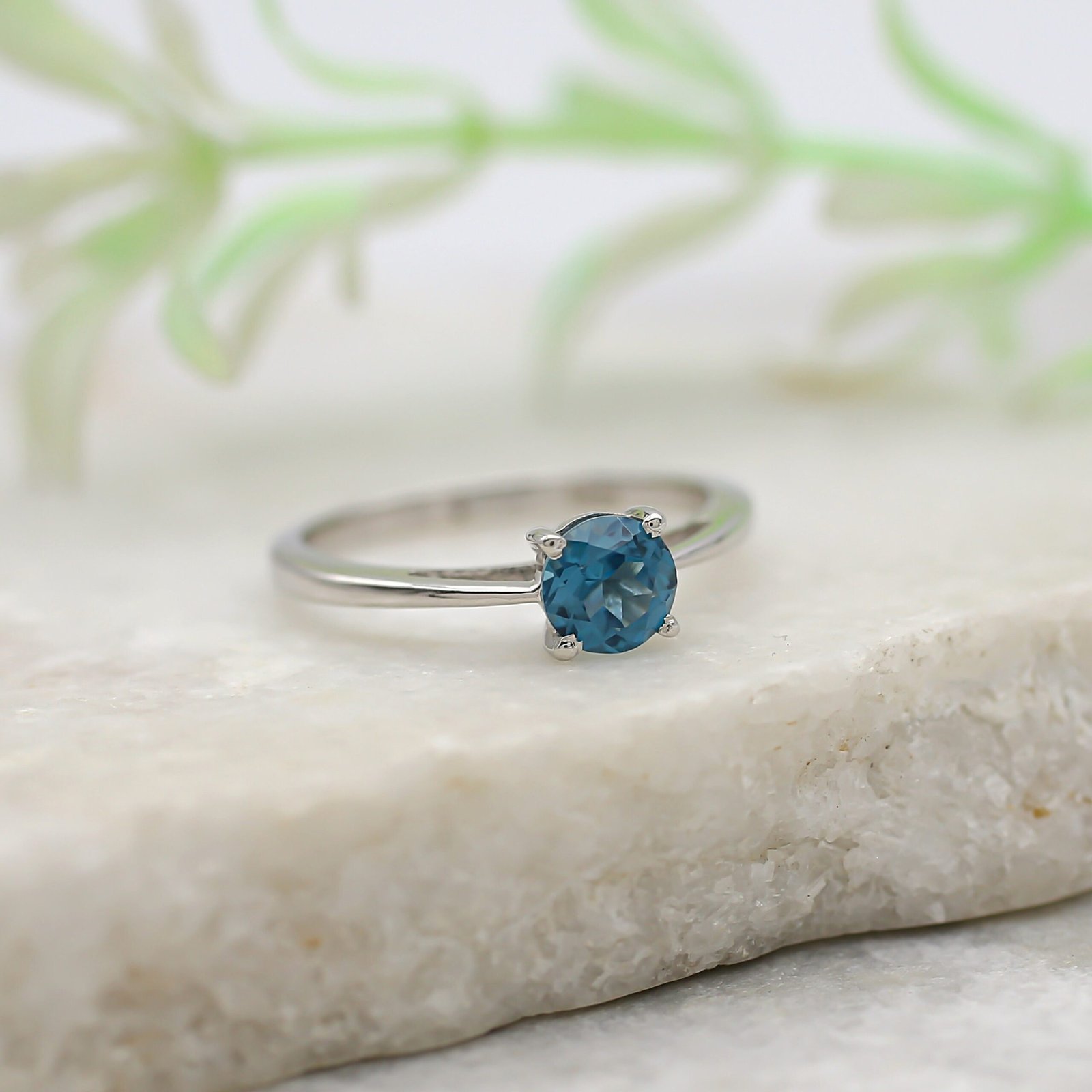 Women’s Topaz Solitaire Band – 925 Sterling Silver Gemstone Ring Jewelry - Image 3