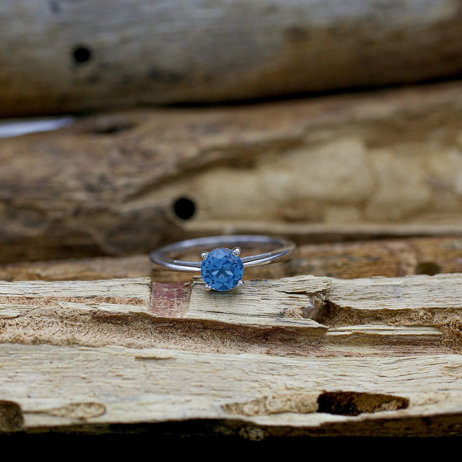 Women’s Topaz Solitaire Band – 925 Sterling Silver Gemstone Ring Jewelry - Image 4