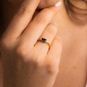 Blue Sapphire Solitaire Ring: CZ Diamond 925 Sterling Silver Band | September Birthstone Gift for Her | USALover925