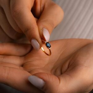 Blue Sapphire Solitaire Ring: CZ Diamond 925 Sterling Silver Band | September Birthstone Gift for Her | USALover925