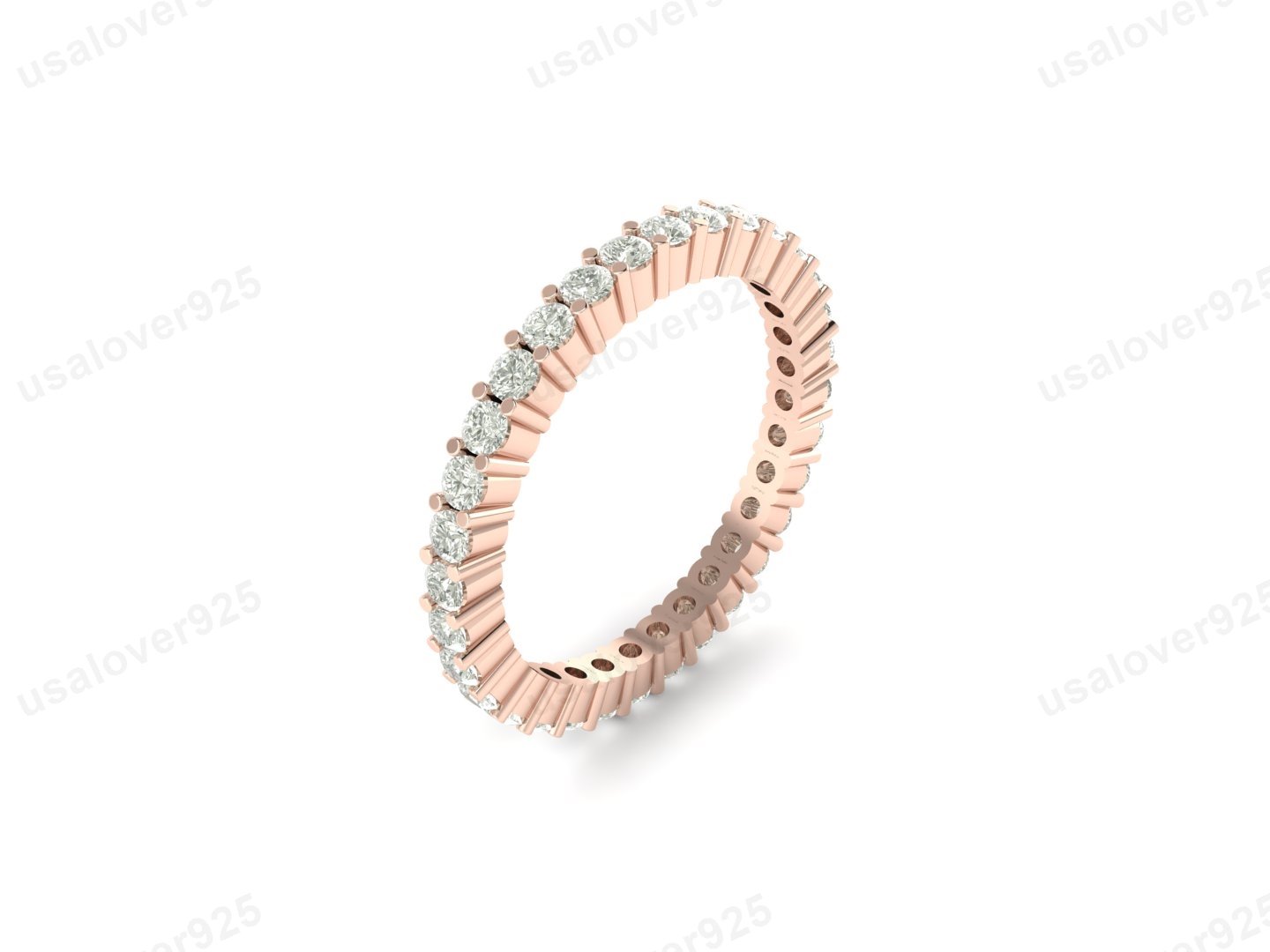 cz diamond eternity rose gold ring