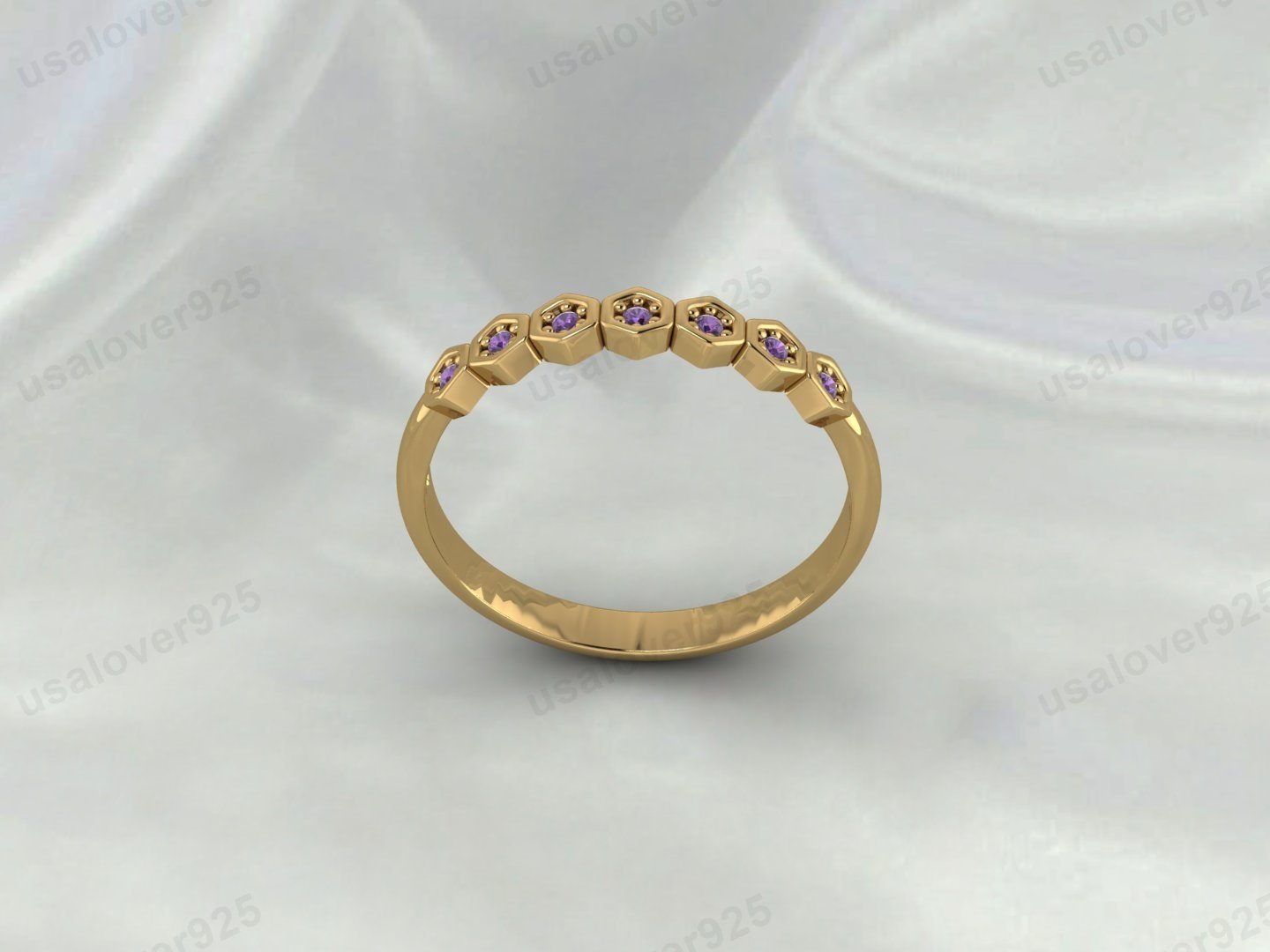Amethyst Eternity Ring | 925 Sterling Silver Purple Gemstone Band for Women