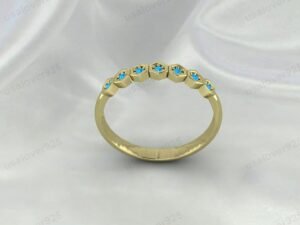 Blue Topaz Ring | December Birthstone 925 Sterling Silver Half Eternity Band