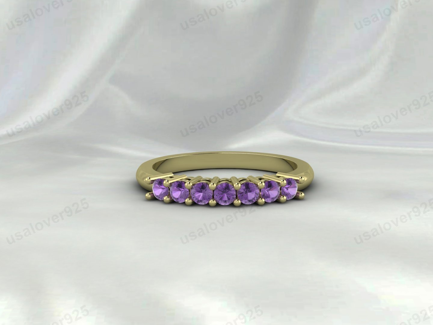 Amethyst Full Eternity Band | 925 Sterling Silver Stacking Ring
