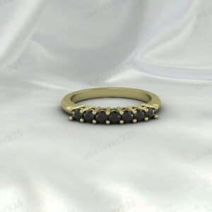 Black Onyx Full Eternity Band | 925 Sterling Silver Stacking Ring