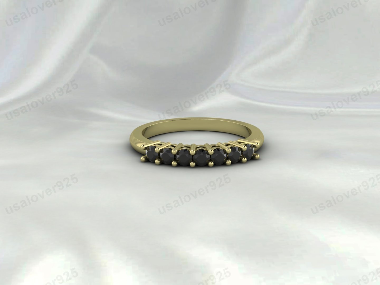 Black Onyx Full Eternity Band | 925 Sterling Silver Stacking Ring