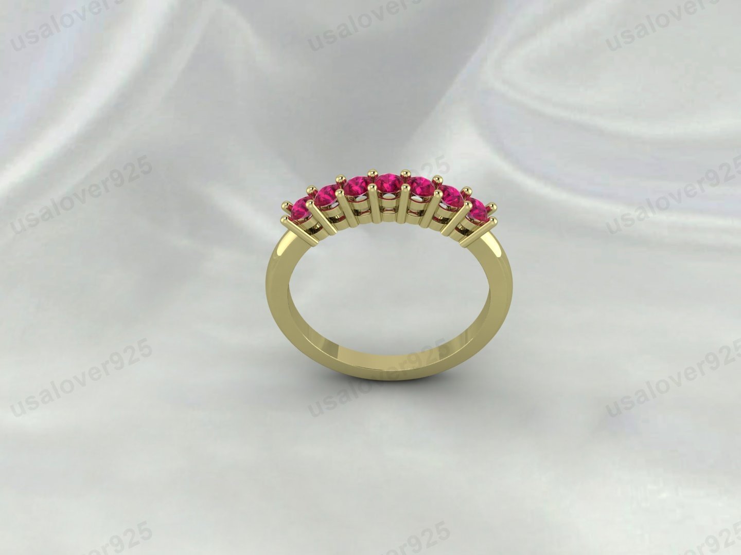 Ruby Eternity Band, 925 Sterling Silver Stacking Ring, July Birthstone Jewelry Gift