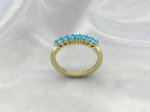 Blue Topaz Full Eternity Band | 925 Sterling Silver Stacking Ring