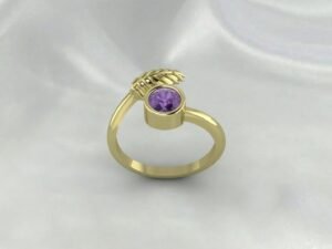 Amethyst Leaf Women Ring