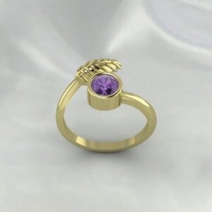 Amethyst Leaf Women Ring