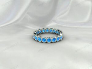Blue Topaz CZ Eternity Band | 925 Sterling Silver Stacking Ring | USALover925