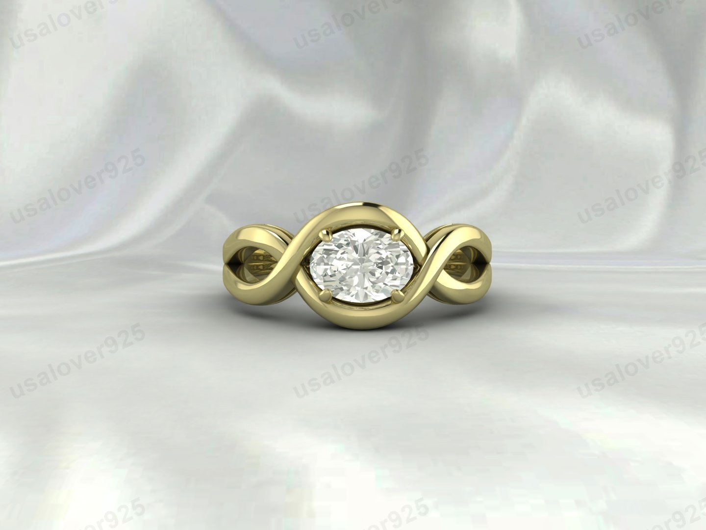 Cubic Zirconia Oval Stone Women Ring | 925 Sterling Silver Bridal Jewelry