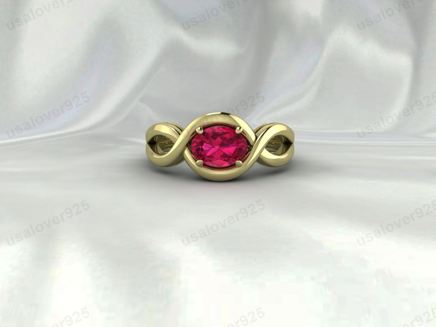 Ruby Oval Stone Women Ring | 925 Sterling Silver May Birthstone Jewelry