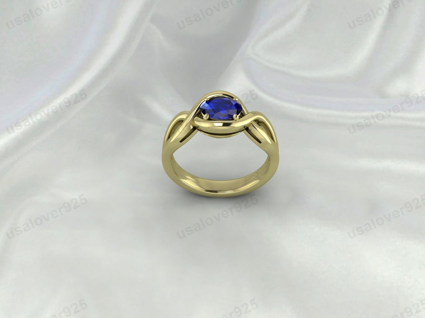 Blue Sapphire Oval Stone Women Ring | 925 Sterling Silver September Birthstone Jewelry