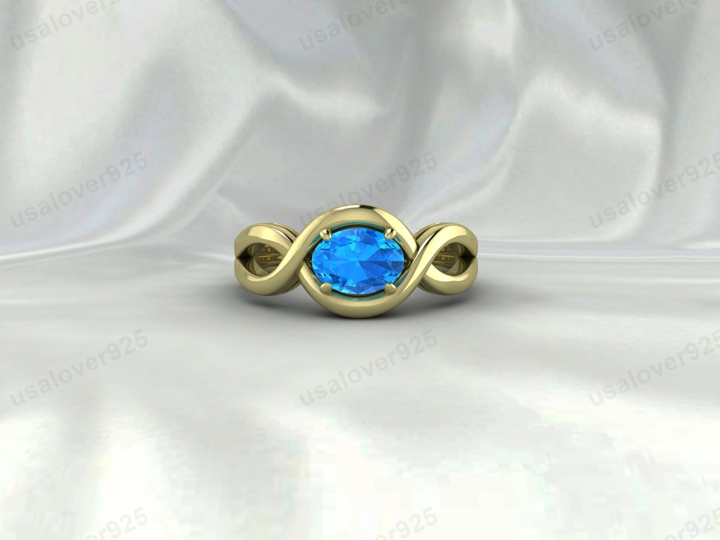 Blue Topaz Oval Stone Women Ring | 925 Sterling Silver December Birthstone Jewelry