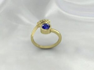 Blue Sapphire Leaf Women Ring Jewelry