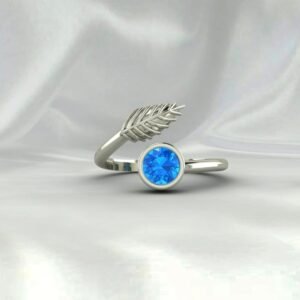 London Blue Topaz Leaf Women Ring Jewelry
