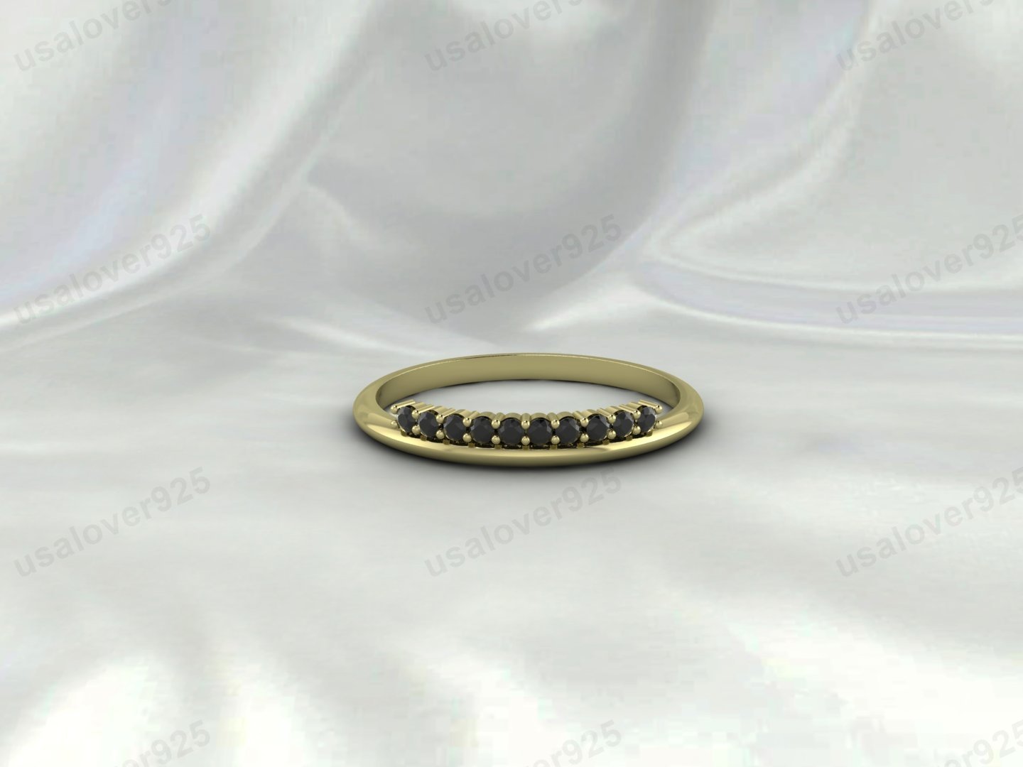 Black Onyx Half Eternity Women Band Ring