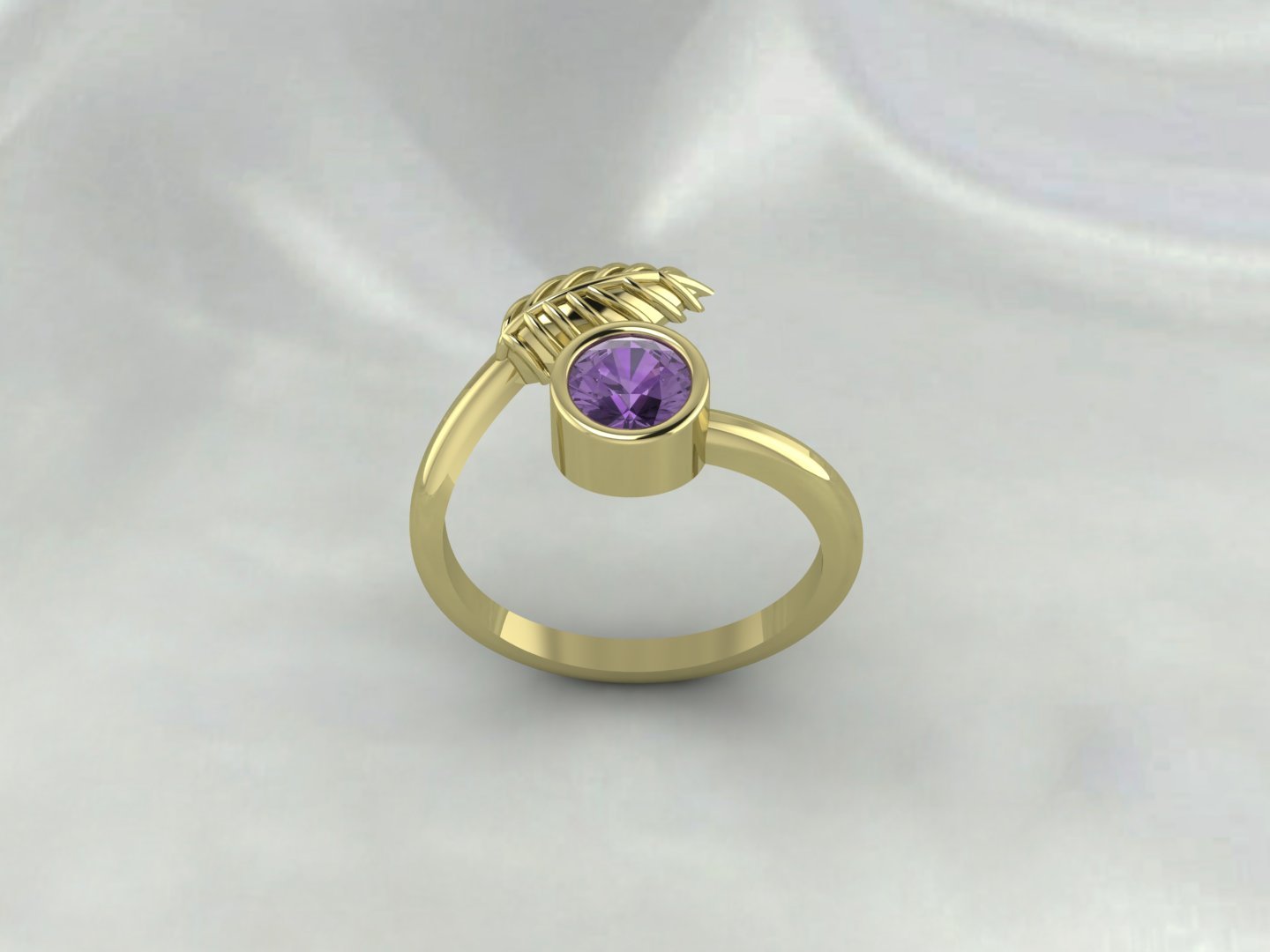 Amethyst Leaf Women Ring