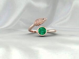 Emerald Leaf Women Ring Jewelry
