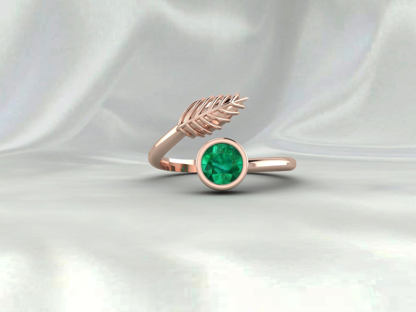 Emerald Leaf Women Ring Jewelry