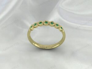 Emerald Half Eternity Ring | May Birthstone 925 Sterling Silver Band