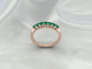 Emerald Eternity Band, 925 Sterling Silver Stacking Ring, May Birthstone Jewelry Gift