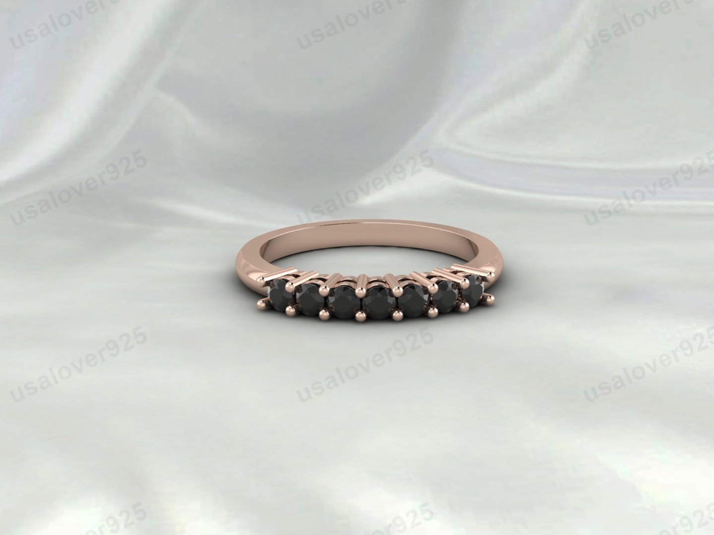 Black Onyx Full Eternity Band | 925 Sterling Silver Stacking Ring