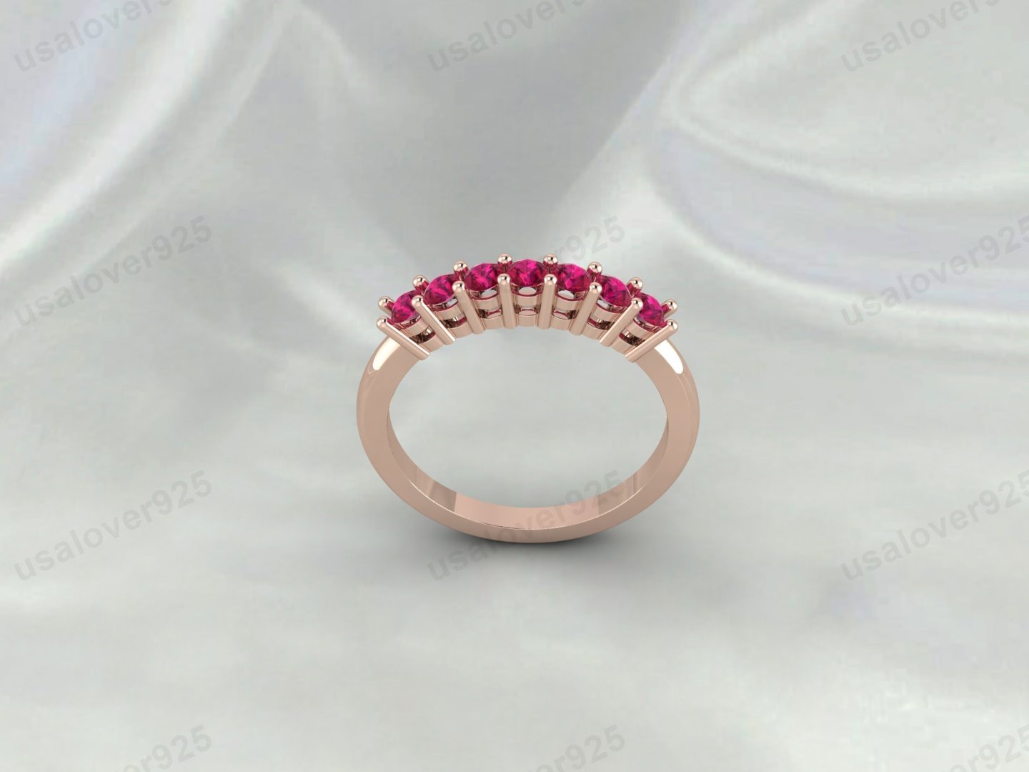 Ruby Eternity Band, 925 Sterling Silver Stacking Ring, July Birthstone Jewelry Gift