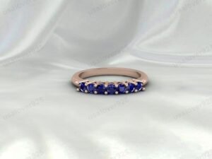 Blue Sapphire Full Eternity Band | 925 Sterling Silver Stacking Ring