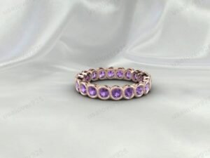 Amethyst Full Eternity Band | 925 Sterling Silver Stacking Ring