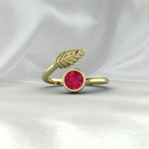 Ruby Leaf Women Ring Jewelry