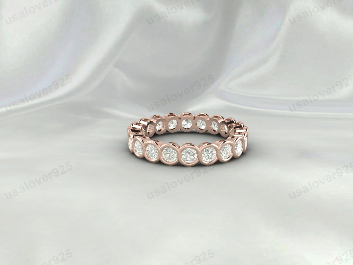 Cubic Zirconia Full Eternity Ring | 925 Sterling Silver Stacking Band