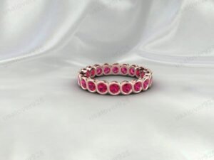 Ruby Full Eternity Band, 925 Sterling Silver Stacking Ring, July Birthstone Jewelry Gift