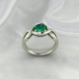 Emerald Oval Stone Women Ring | 925 Sterling Silver May Birthstone Jewelry