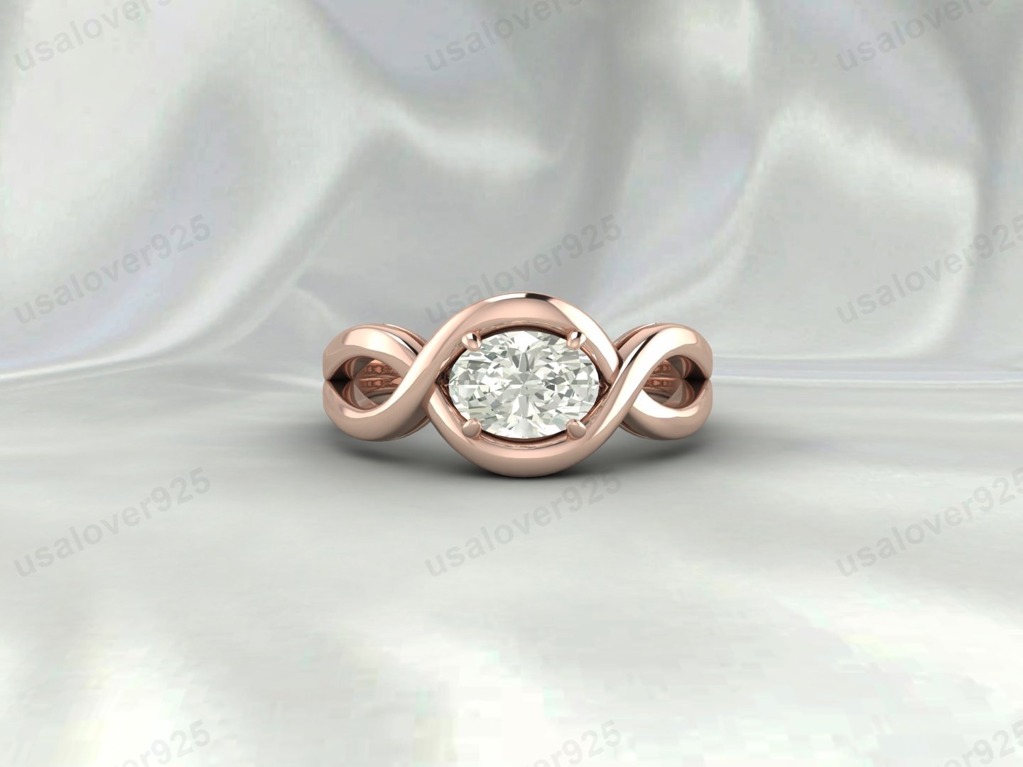 Cubic Zirconia Oval Stone Women Ring | 925 Sterling Silver Bridal Jewelry