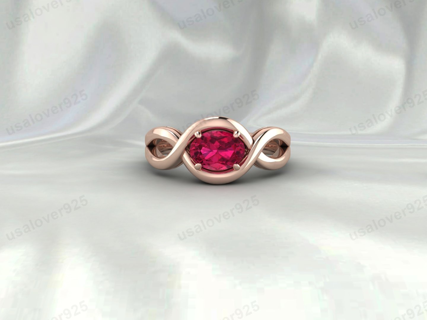 Ruby Oval Stone Women Ring | 925 Sterling Silver May Birthstone Jewelry
