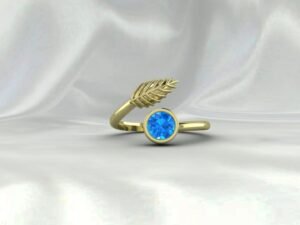 London Blue Topaz Leaf Women Ring Jewelry