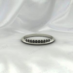 Black Onyx Half Eternity Women Band Ring