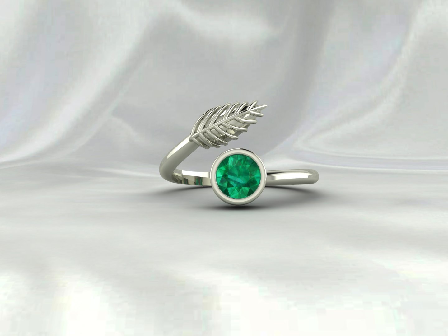 Emerald Leaf Women Ring Jewelry