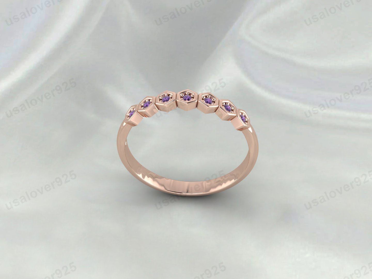 Amethyst Eternity Ring | 925 Sterling Silver Purple Gemstone Band for Women