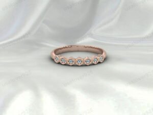 Aquamarine Half Eternity Ring | 925 Sterling Silver Stacking Wedding Band