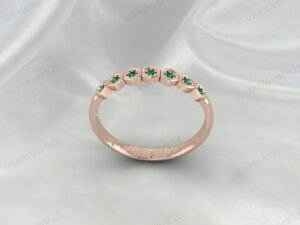 Emerald Half Eternity Ring | May Birthstone 925 Sterling Silver Band