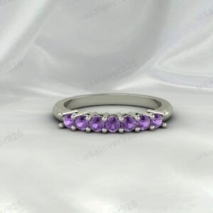 Amethyst Full Eternity Band | 925 Sterling Silver Stacking Ring