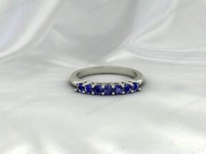 Blue Sapphire Full Eternity Band | 925 Sterling Silver Stacking Ring