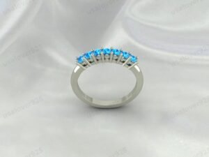 Blue Topaz Full Eternity Band | 925 Sterling Silver Stacking Ring