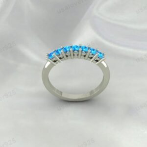 Blue Topaz Full Eternity Band | 925 Sterling Silver Stacking Ring