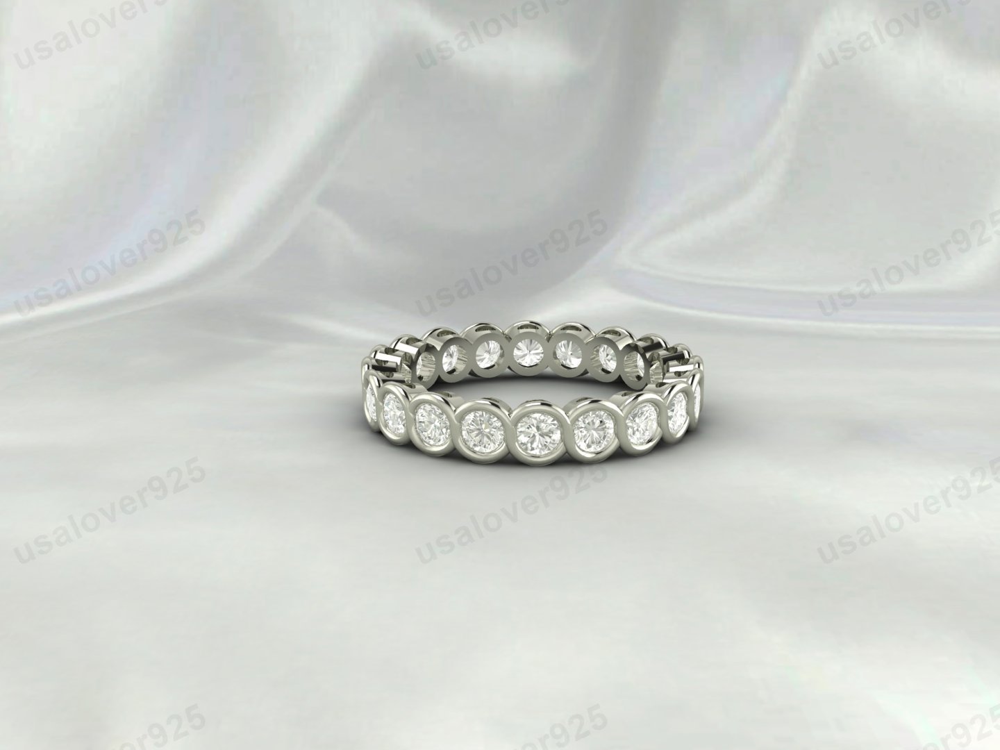 Cubic Zirconia Full Eternity Ring | 925 Sterling Silver Stacking Band