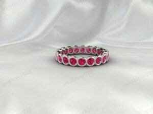 Ruby Full Eternity Band, 925 Sterling Silver Stacking Ring, July Birthstone Jewelry Gift